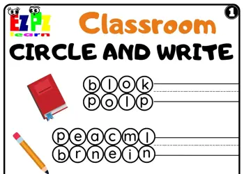 Classroom Objects Circle and Write Worksheet 1
